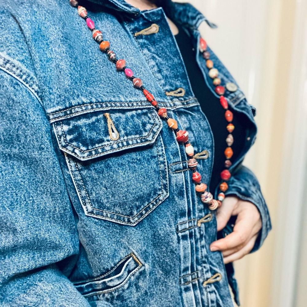 Recycled paper bead necklace from Uganda